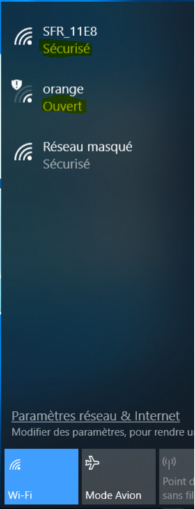 Wi-Fi securisé et non sécurisé
