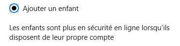 Compte enfant Windows 10