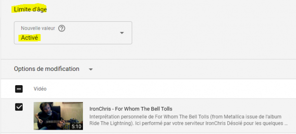 Youtube limite d'age