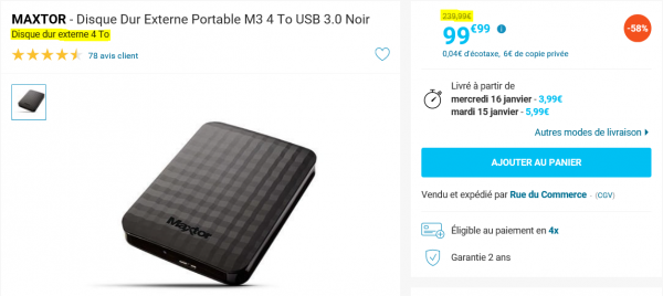 Disque dur externe 4 To