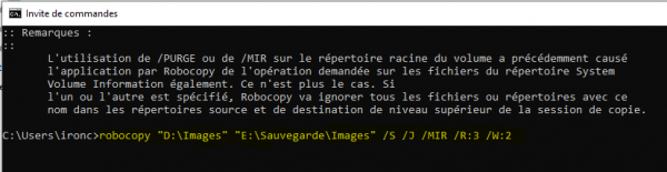 Robocopy exemple