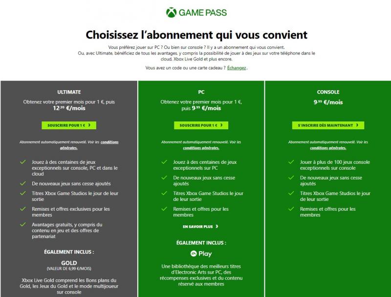 Abonnement Game Pass