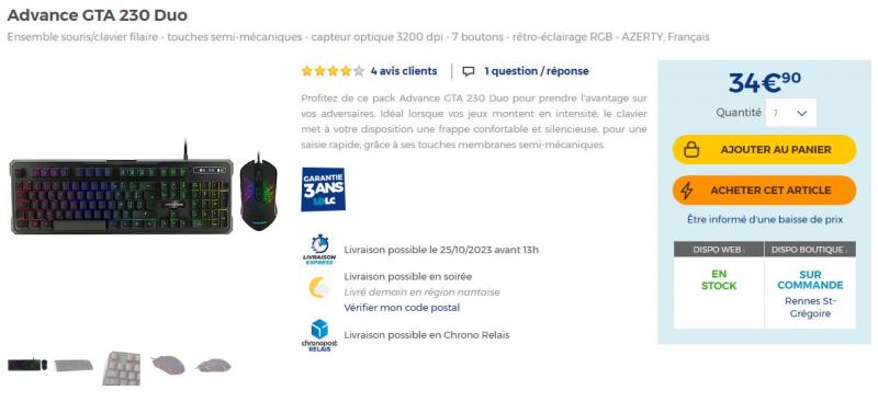 Combo Clavier-souris Gamer