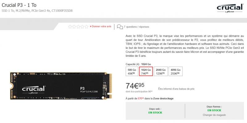 Disque dur SSD M2